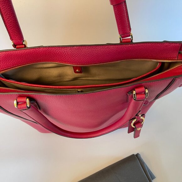 Tumi Red Leather Nonie Tote - Picture 4 of 11